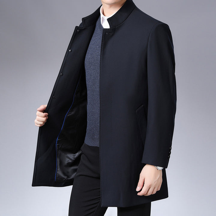 Men's Trendy Long Coat with Stylish Stand-Up Collar Lisslune
