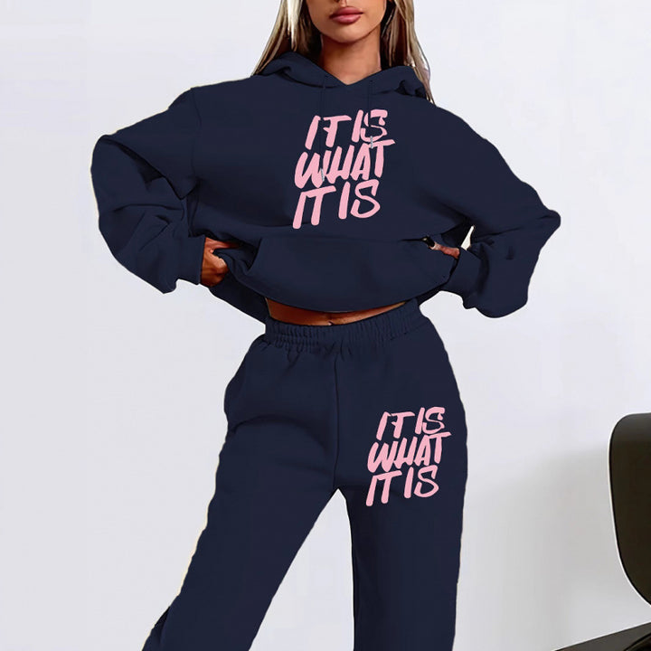 Women's leisure hoodie and jogger set with inspiring lettering Lisslune