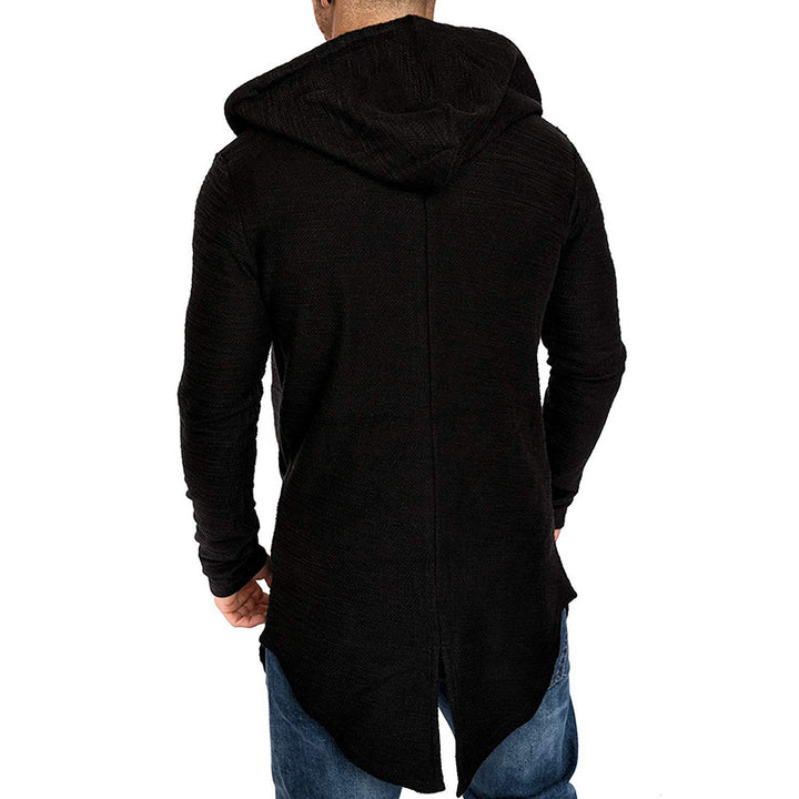 Men's Long Cardigan with Hood and Cool Cut Design Lisslune