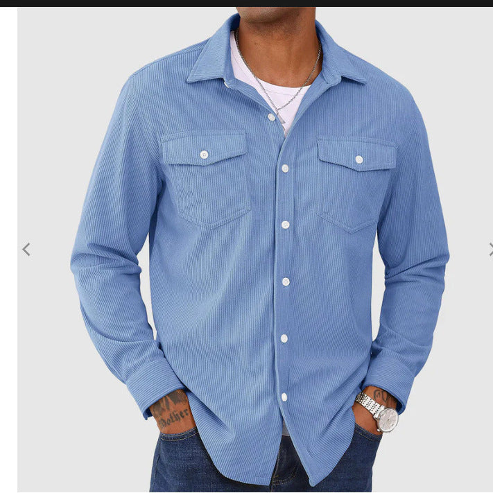 Men's long sleeve shirt with textured fabric and practical flap pockets Lisslune