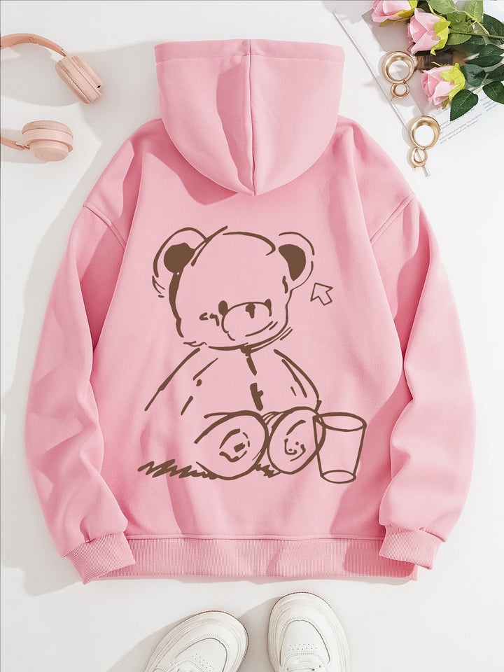 Women's Hoodie with Casual Bear Design Lisslune