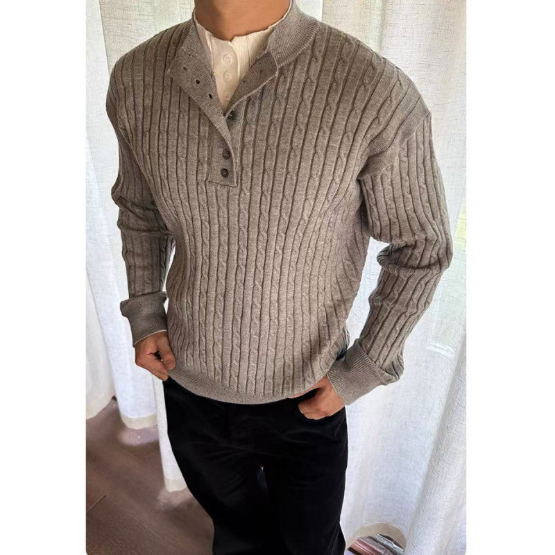 Men's fine-knit sweater with decorative button details Lisslune