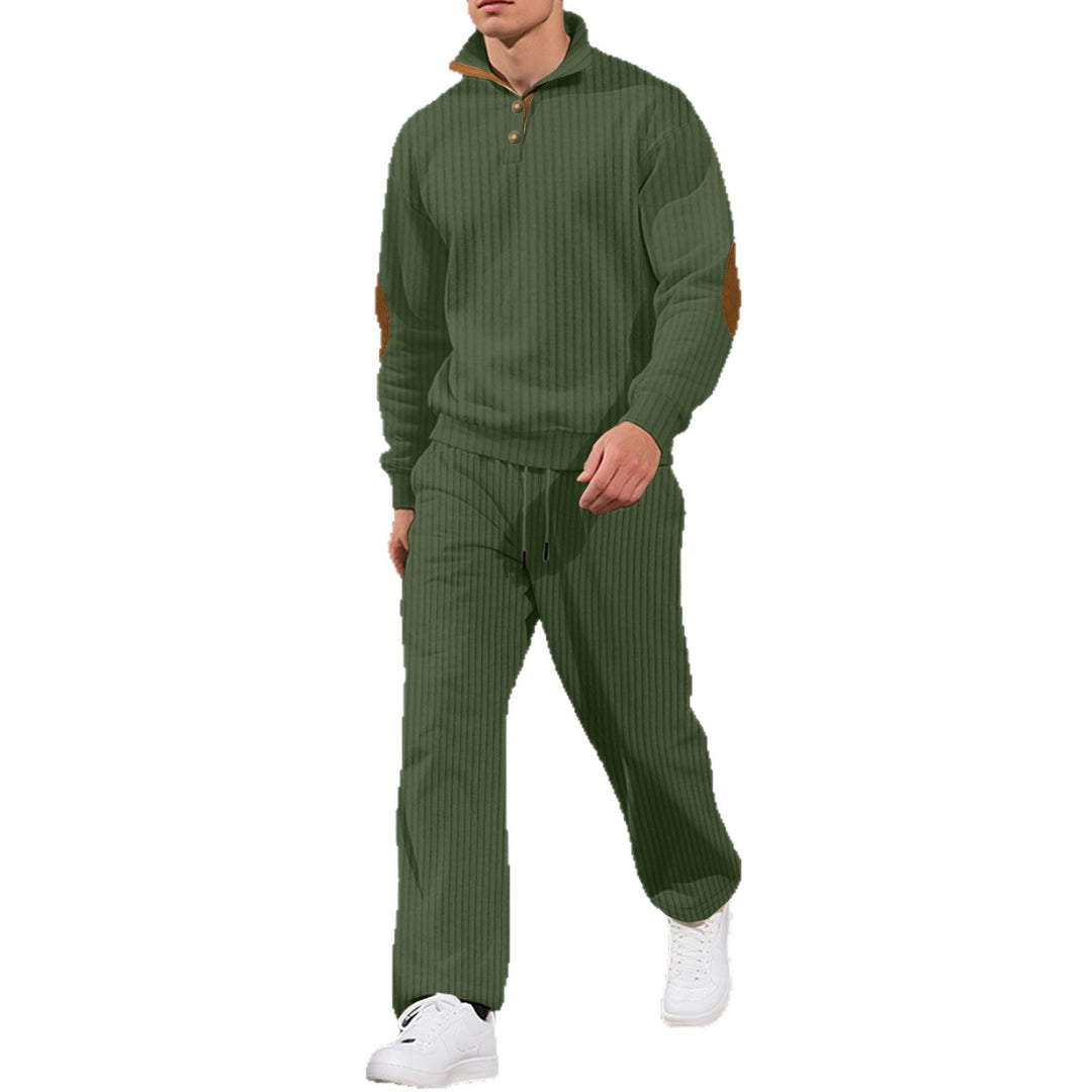 Men's sporty sweatshirt with innovative button placket design and fashionable accents Lisslune