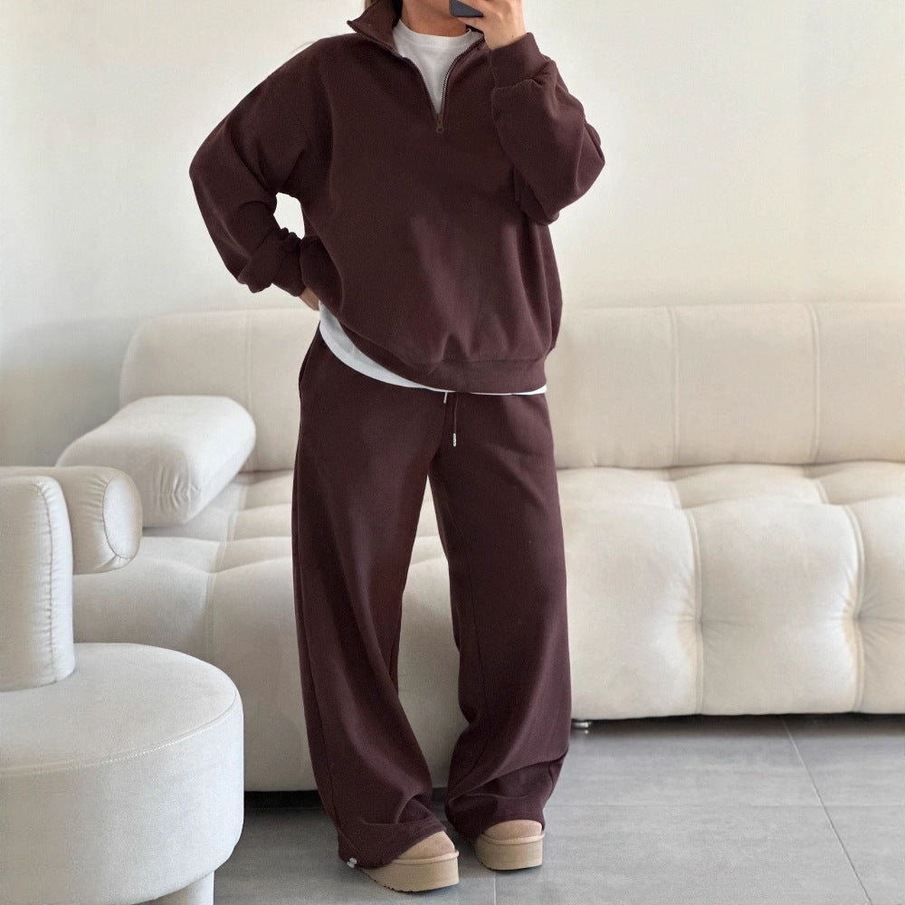 Women's sporty hooded pullover with half zipper Lisslune