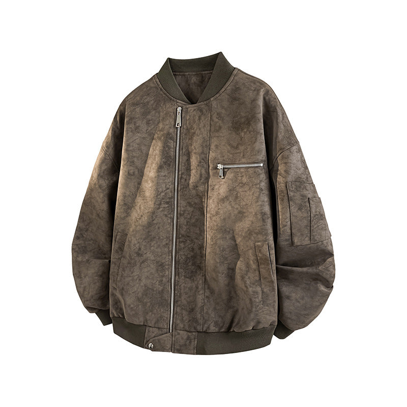 Men's Casual Oversized Bomber Jacket made from durable material with practical pockets Lisslune