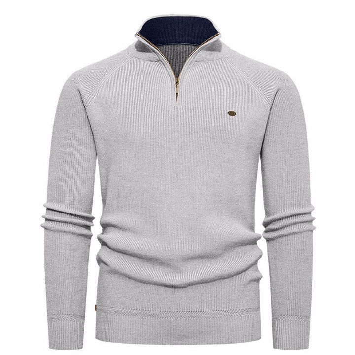 Men's knit sweater with stand-up collar and zipper Lisslune