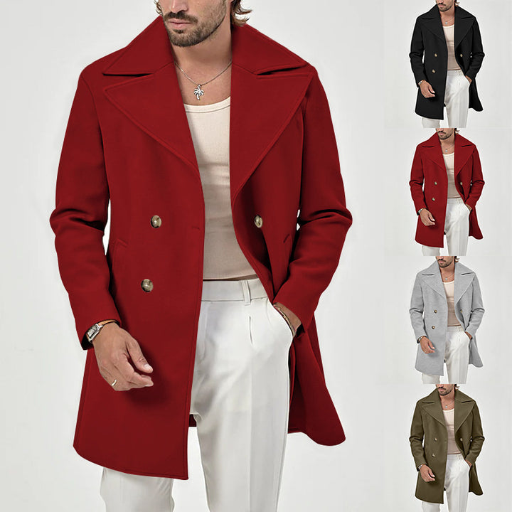 Men's fashionable double-breasted coat in classic style Lisslune