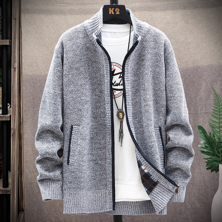Men's cardigan with stand-up collar and pockets Lisslune