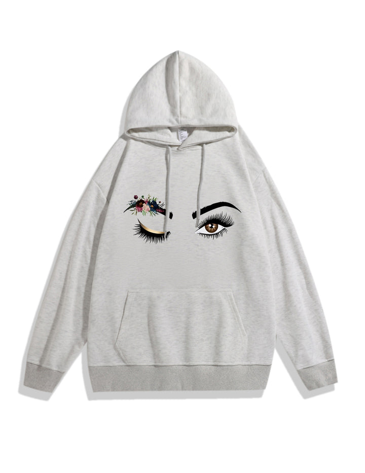 Ladies Hoodie with Creative Eye Motif Lisslune
