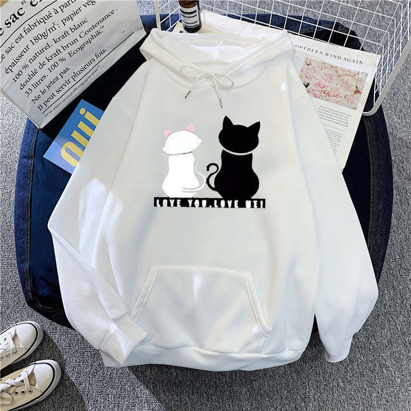 Women's hoodie with cute cat design and casual fit Lisslune