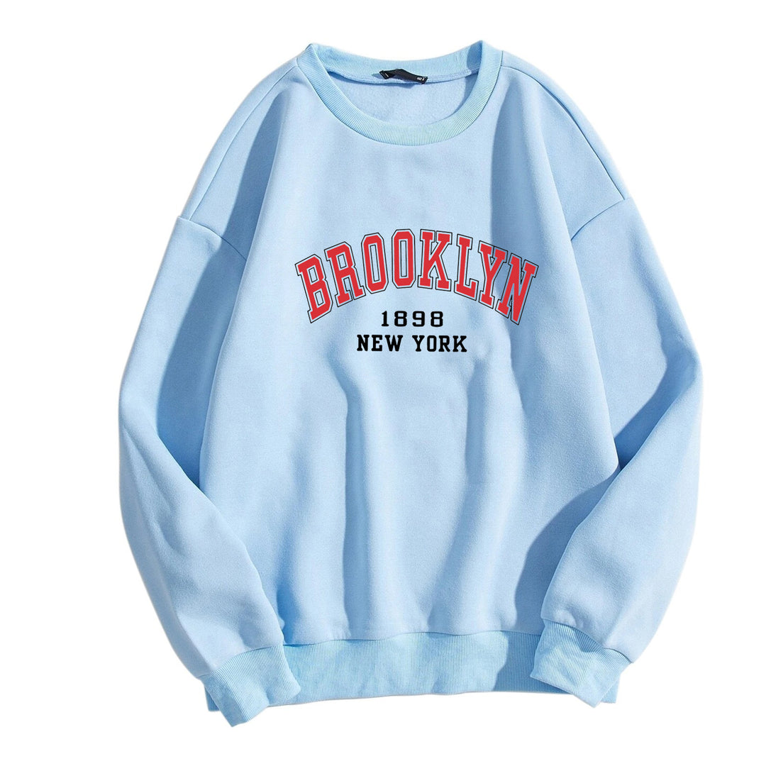 Women's casual oversized sweater with Brooklyn print Lisslune