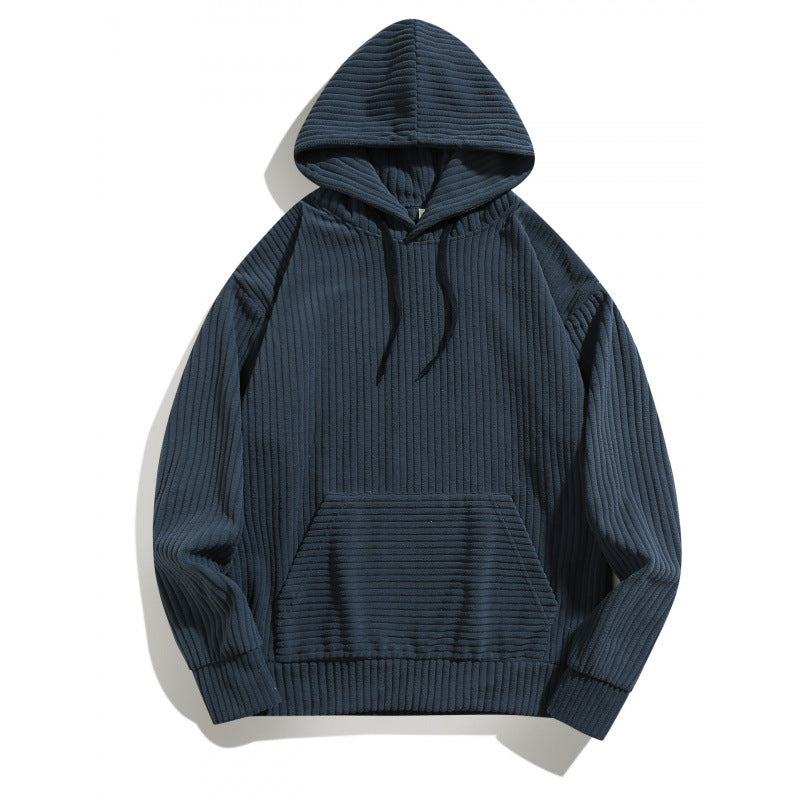Men's casual hoodie with textured ribbed pattern and practical pockets Lisslune