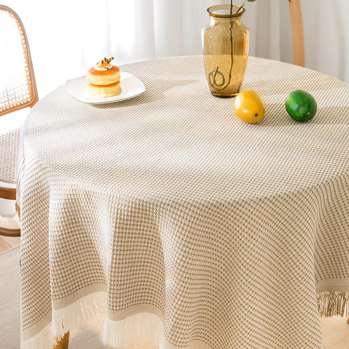 Lisslune | Waffle Modern Tablecloth, Knitted Fabric Lace Coffee Cloth, Round Tablecloth, Rectangular Tablecloth