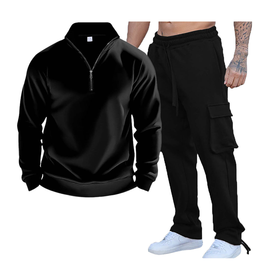Men's Leisure Set with Practical Pockets and Fashionable Stand-Up Collar Lisslune