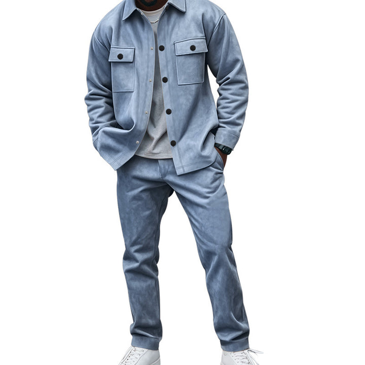 Men's casual shirt and pants set made of soft material with practical pockets Lisslune