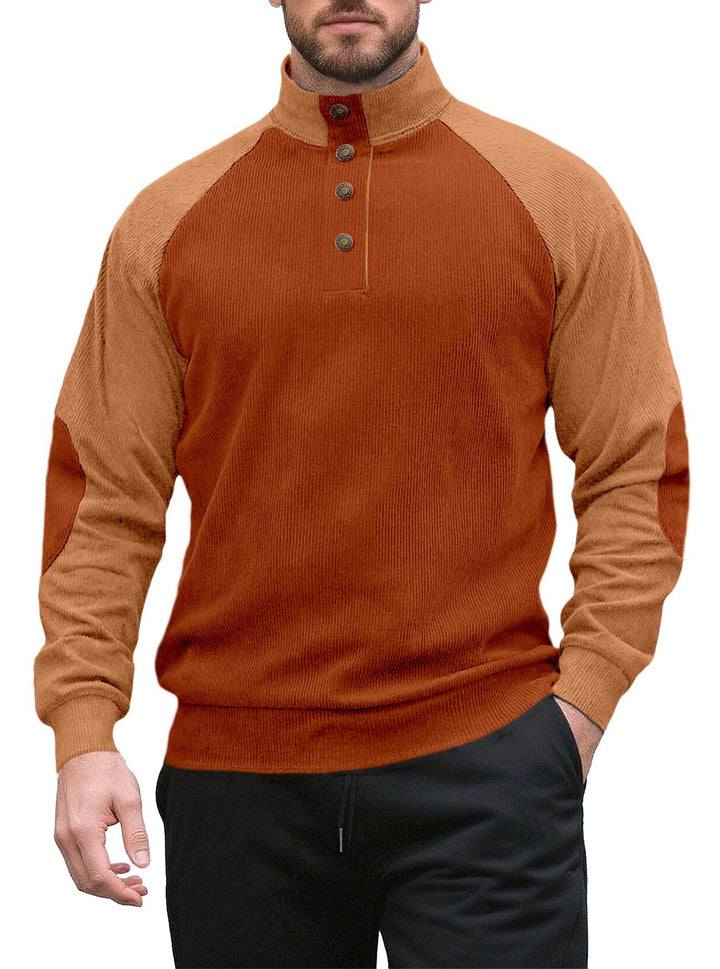 Men's knitted sweater with modern stand-up collar and button placket Lisslune