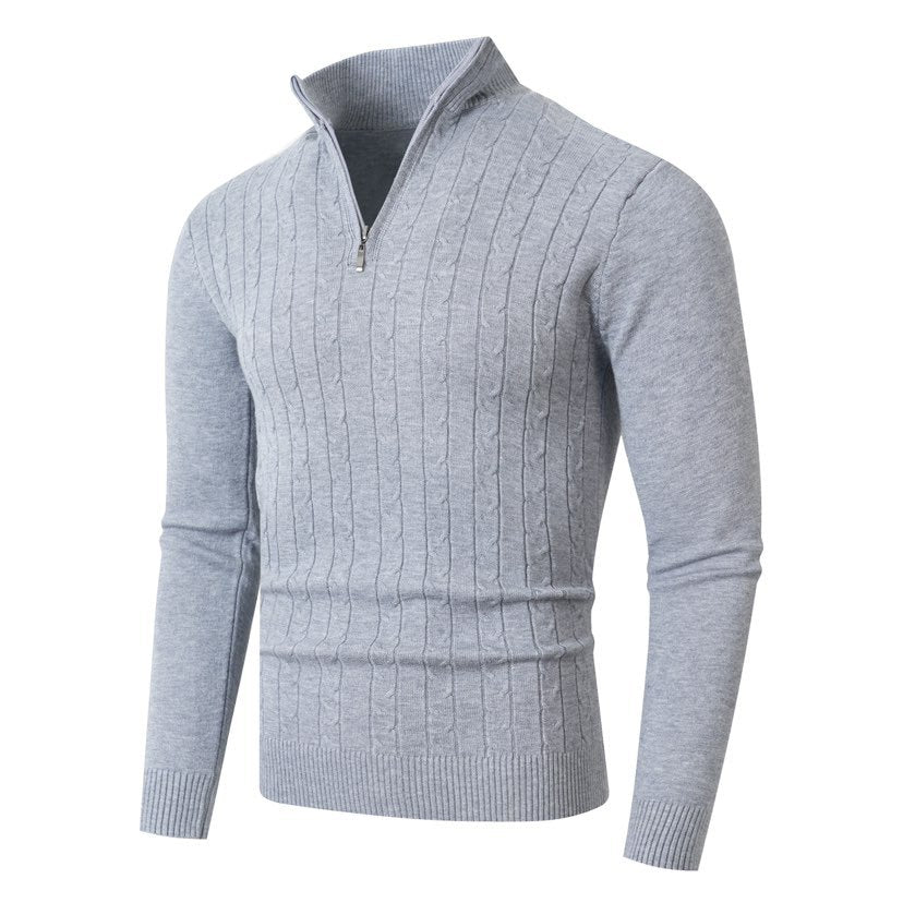 Men's knitted sweater with half zip and textured design Lisslune