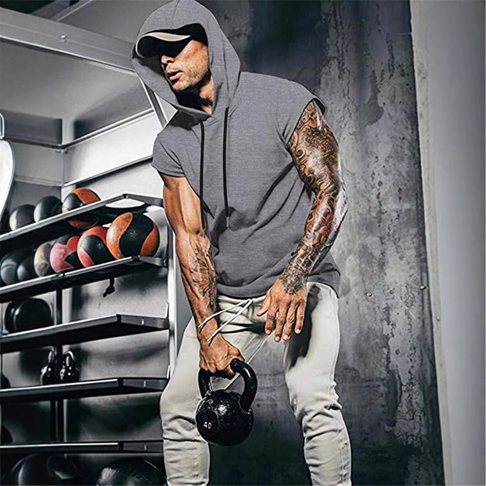 Men's Sporty Muscle Shirt with Hood Lisslune