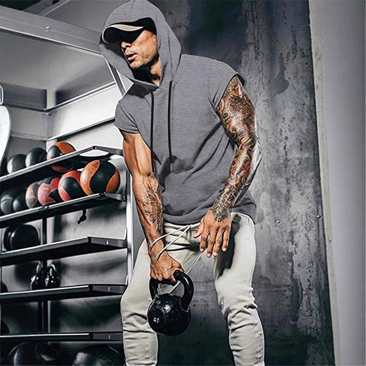 Men's Sporty Muscle Shirt with Hood Lisslune