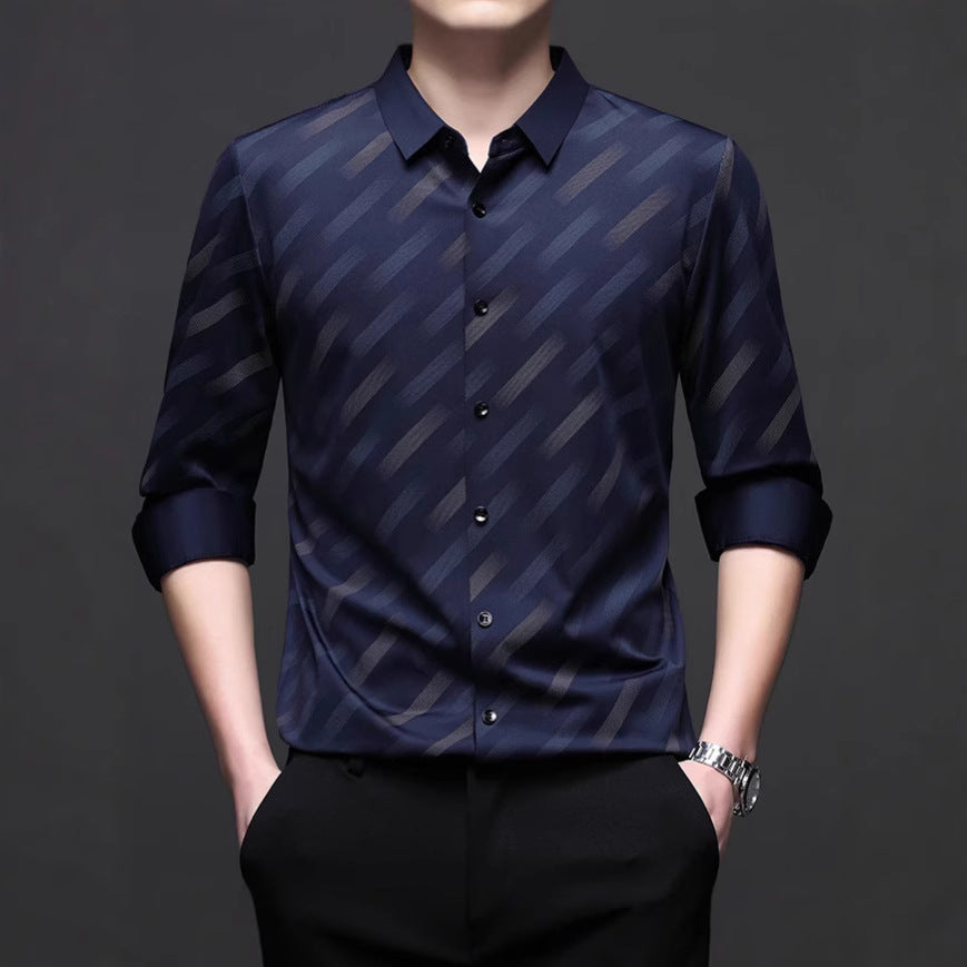 Men's modern short-sleeve shirt with stylish stripe pattern Lisslune