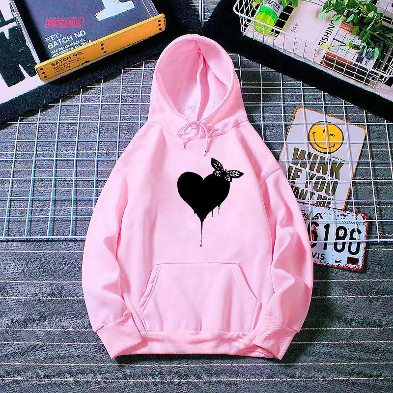 Women's Hoodie with Creative Heart Design Lisslune