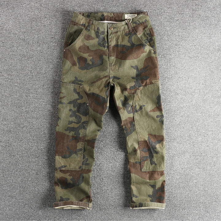 Men's cargo pants in modern camouflage design with multifunctional pockets Lisslune