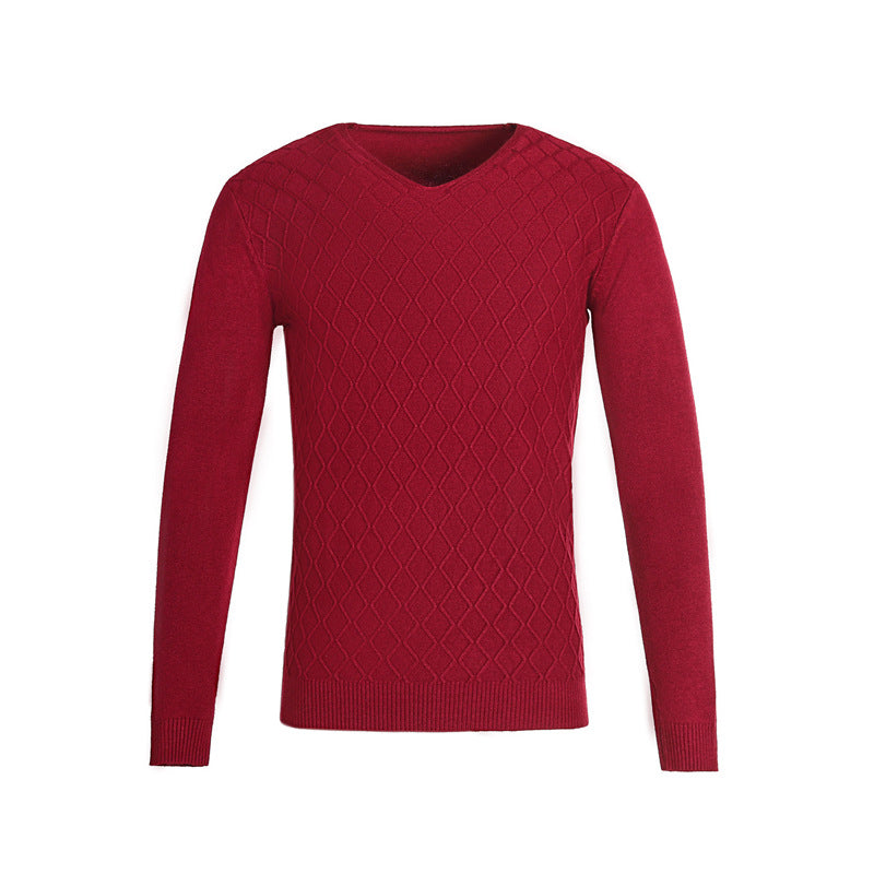 Men's V-neck sweater with textured pattern Lisslune