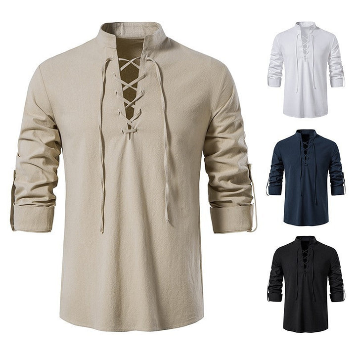 Men's Long Sleeve Shirt with Modern Drawstring Lisslune