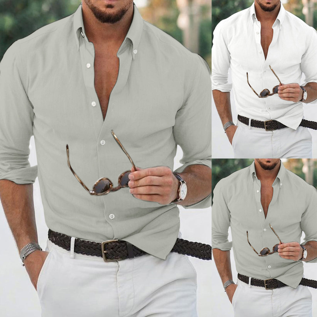 Men's lightweight linen shirt with modern button structure and casual cut Lisslune