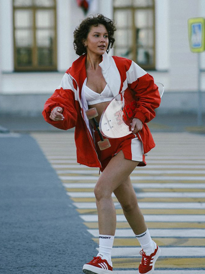 Women's sporty leisure set with cropped jacket and shorts Lisslune