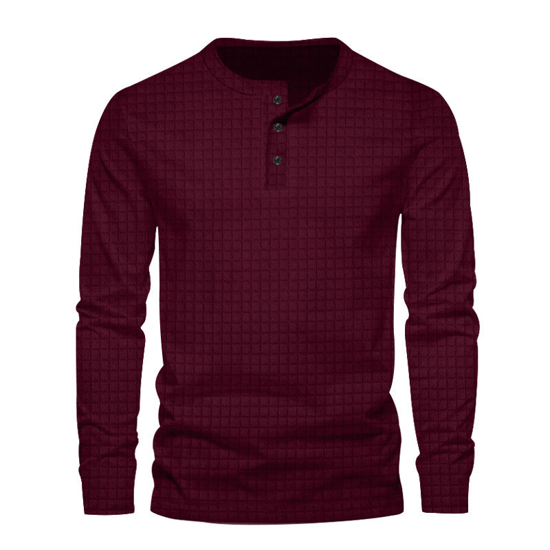 Men's long sleeve shirt with textured fabric and button placket Lisslune
