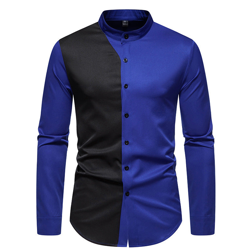 Men's long-sleeve shirt with modern color block design Lisslune