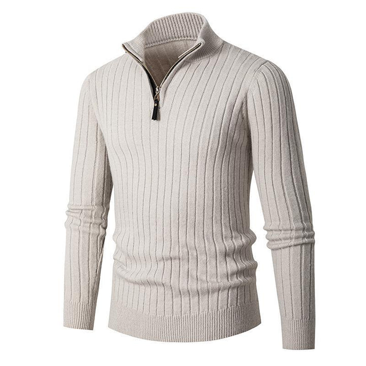 Men's pullover with stand-up collar and textured rib design Lisslune