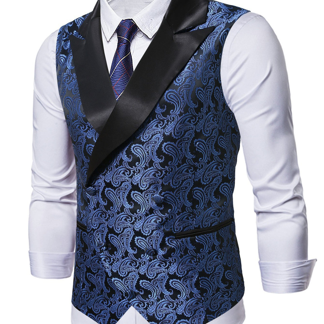 Men's elegant brocade waistcoat with shimmering satin lapels Lisslune