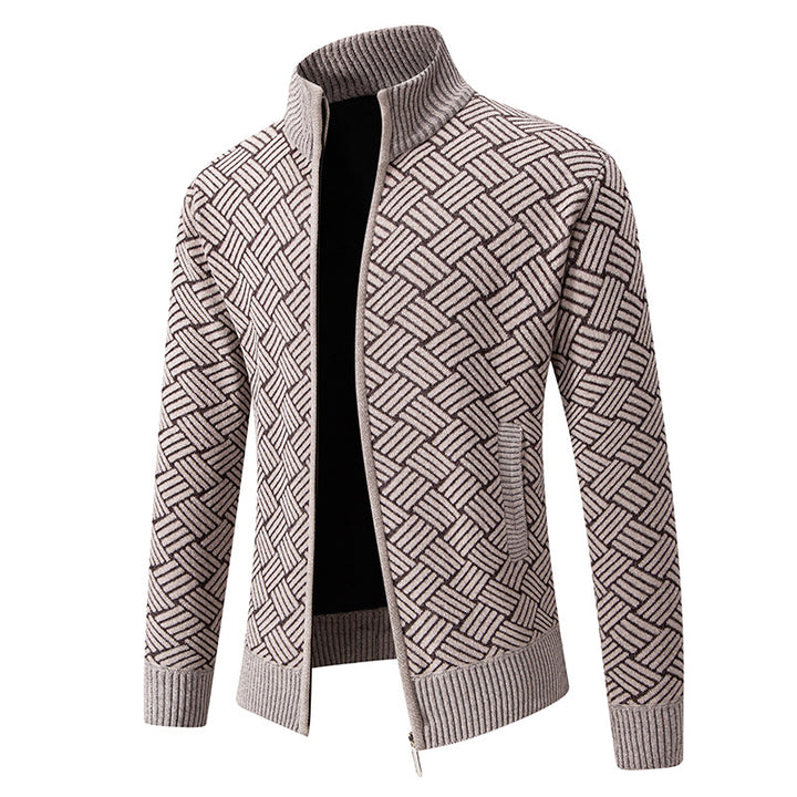 Men's cardigan with modern check pattern Lisslune