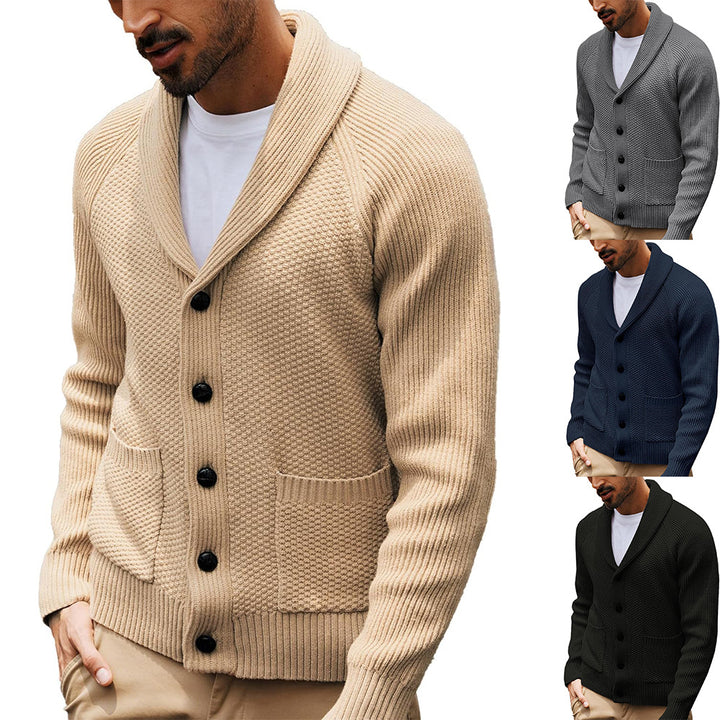 Men's cardigan with textured design and practical shawl collar Lisslune