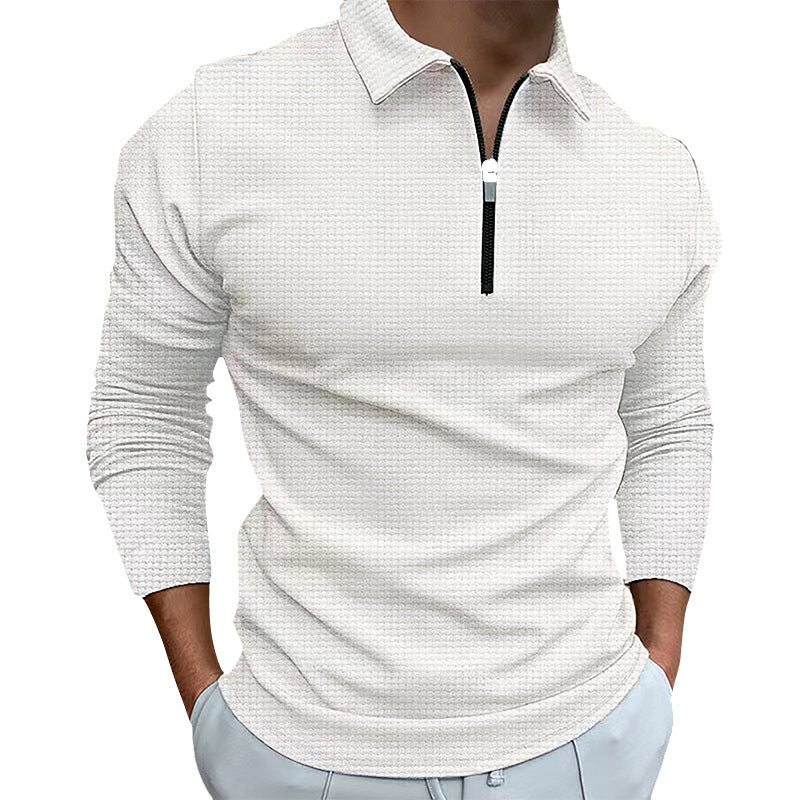Men's structured long-sleeve shirt with zipper and stand-up collar Lisslune