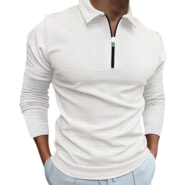 Men's structured long-sleeve shirt with zipper and stand-up collar Lisslune
