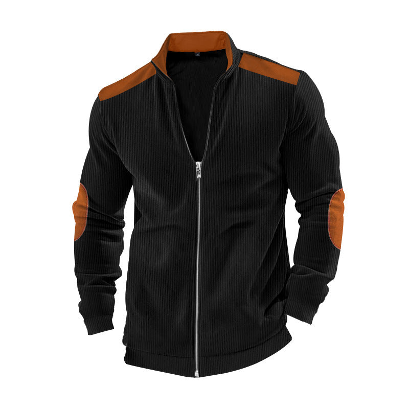 Men's sporty cardigan with contrasting leather appliqués Lisslune