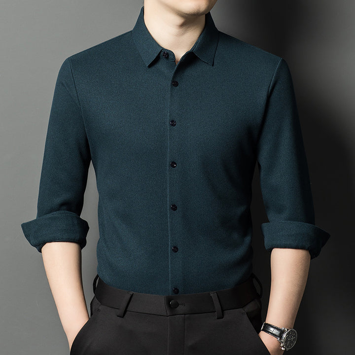 Men's Elegant Long Sleeve Shirt with Fine Structural Design Lisslune