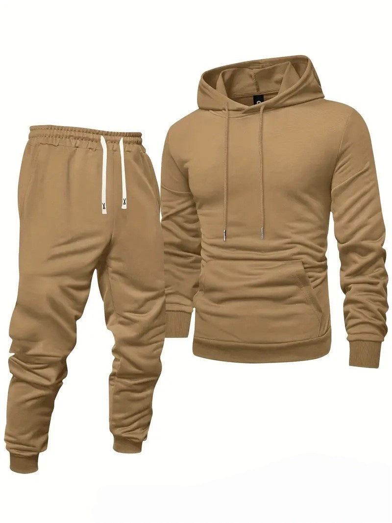 Men's Sporty Sweat Set with Elastic Waistband and Practical Pockets Lisslune