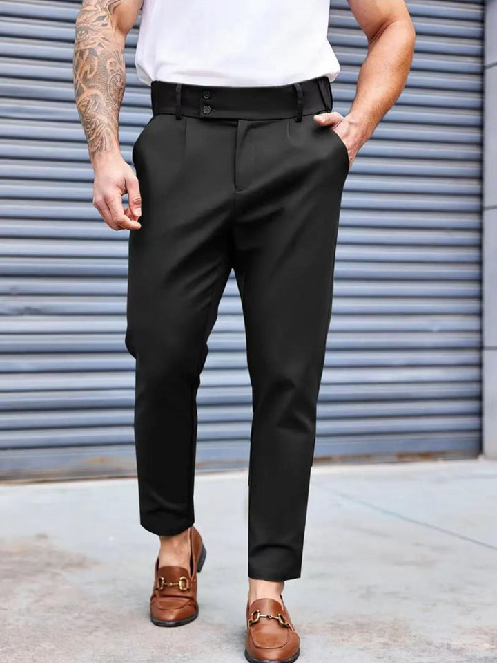 Men's Elegant Chino Pants with Elastic Waistband and Classic Cut Lisslune