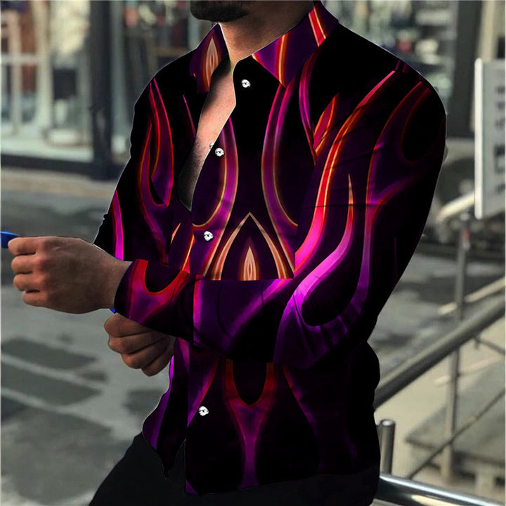 Men's long sleeve shirt with modern neon pattern and tailored fit Lisslune
