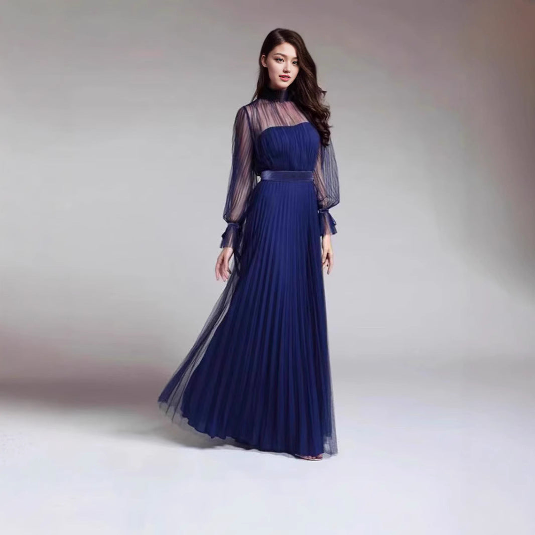 Women's Elegant Maxi Dress with Shimmering Chiffon and Playful Ruffle Details Lisslune