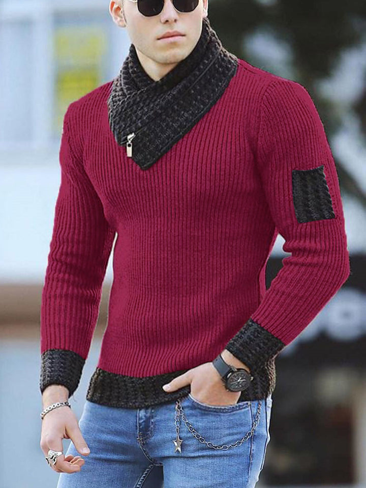 Men's knit sweater with high collar and textured design Lisslune