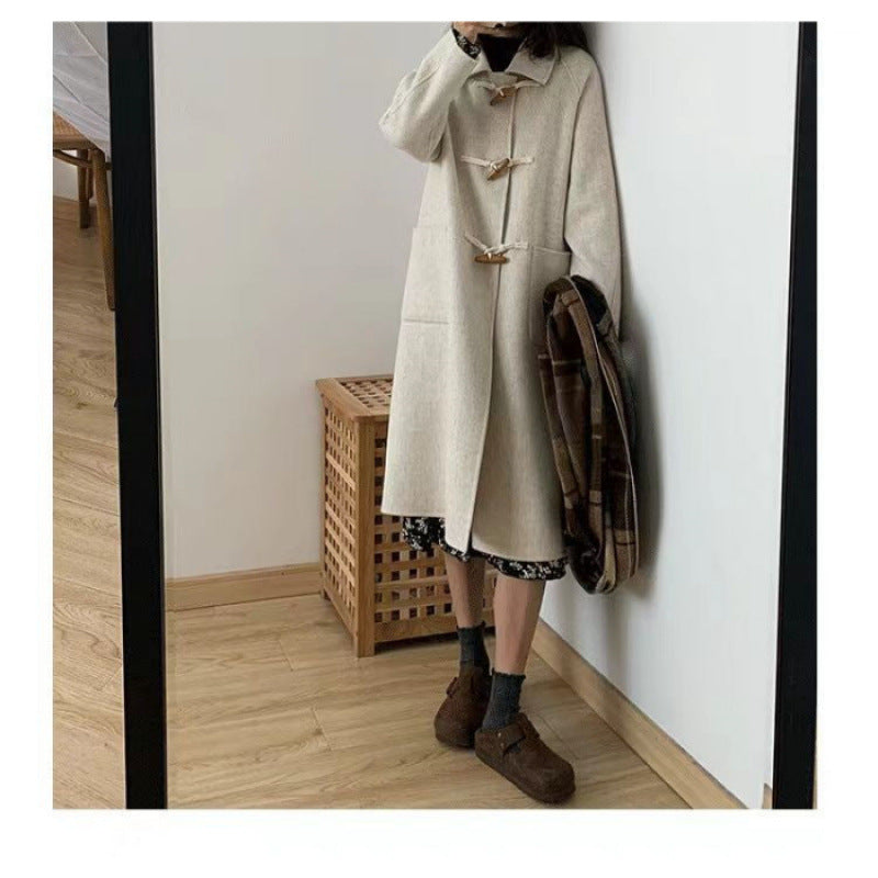 Women's Duffle Coat with Practical Pockets and Decorative Wooden Toggle Buttons Lisslune