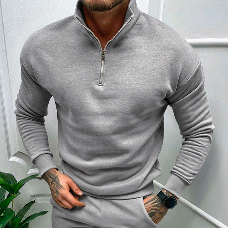 Men's sweater with short zipper and elastic cuffs Lisslune