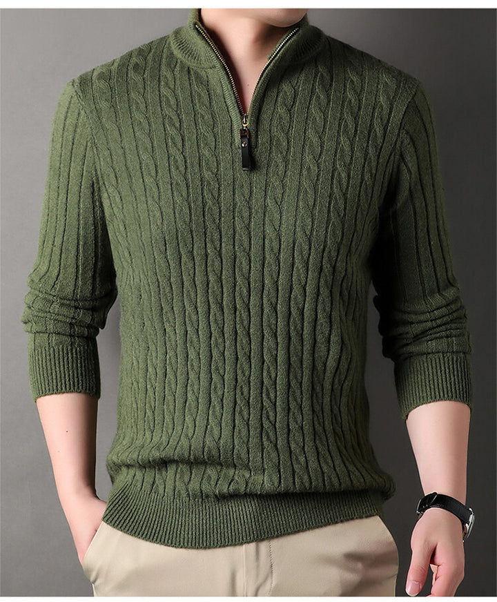 Men's pullover with zipper and textured cable pattern Lisslune