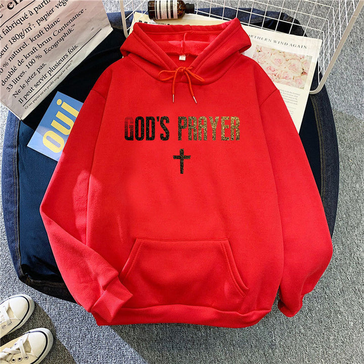 Women's hooded sweatshirt with unique lettering and cross design Lisslune