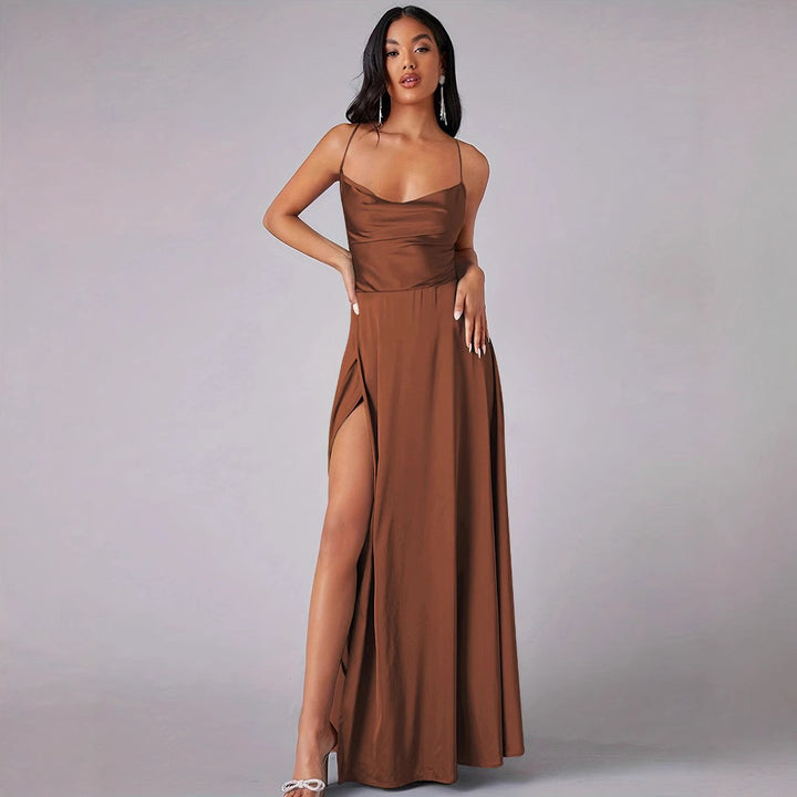 Damen Elegantes Abendkleid mit schulterfreiem Design und hohem Schlitz Lisslune